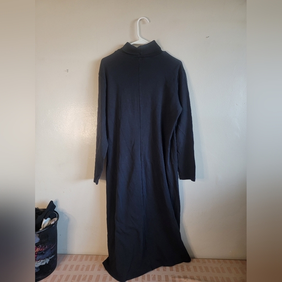 Lands End Black Jersey Knit Long Sleeve Turtle Neck Maxi Dress - Picture 2 of 4